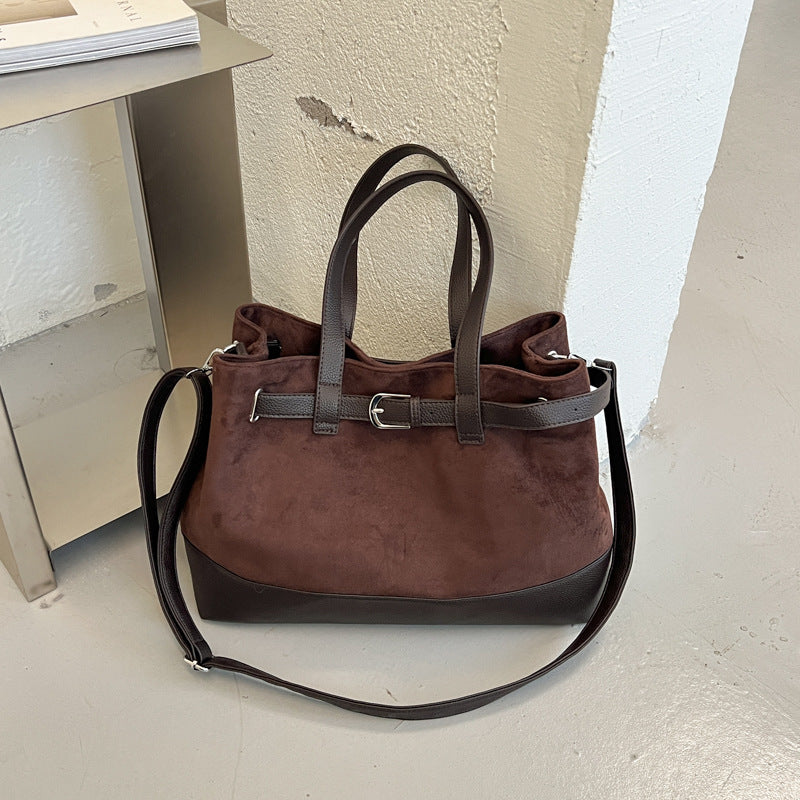 Foreign Trade Korean Style Large Capacity Minimalist Shoulder Bag Women's 2026 Autumn/Winter New Shoulder Crossbody Bag School Commuter Bag
