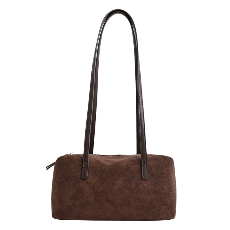 Suede Underarm Bag Women's 2026 New Style Retro Maillard Daily Commuter Versatile Shoulder Bag Pillow Bag
