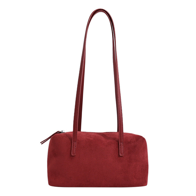 Suede Underarm Bag Women's 2026 New Style Retro Maillard Daily Commuter Versatile Shoulder Bag Pillow Bag