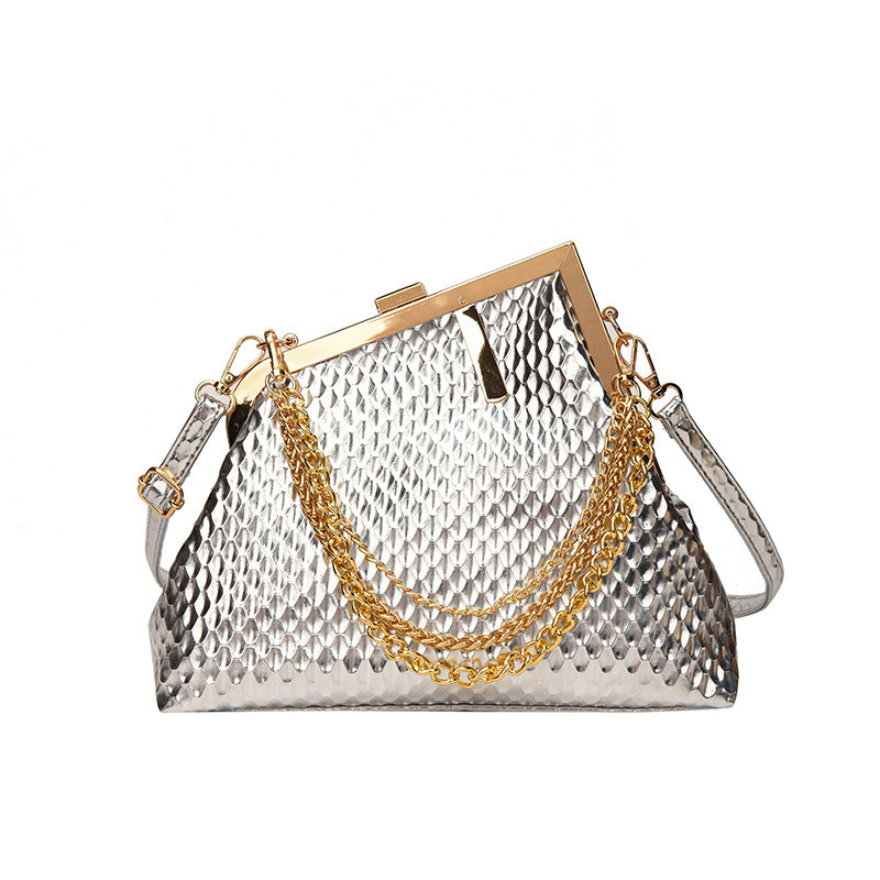 High-end socialite large-capacity clasp bag, new women's minimalist large-area embossed irregular shoulder temperament crossbody bag