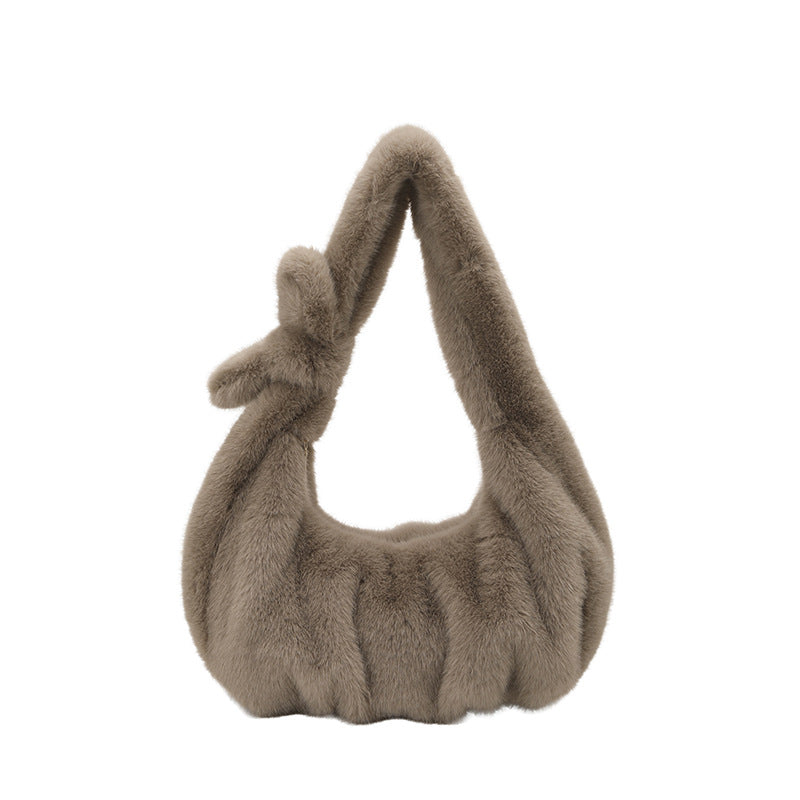 Export Large Capacity Plush Tote Bag Women's 2026 New Autumn/Winter Fashion Versatile Commuter Bag Shoulder Underarm Bag