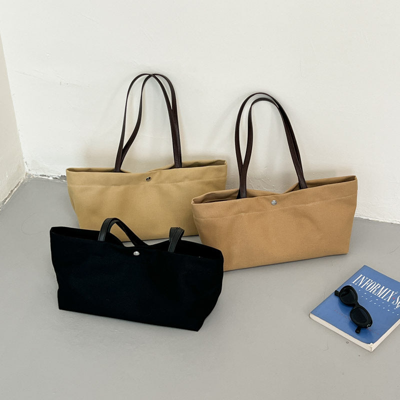 Old Money Style Women's Bag Korean Version Tote Bag Large Capacity Minimalist Versatile Student Handbag Commuter Shoulder Bag