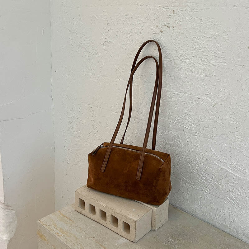 Suede Underarm Bag Women's 2026 New Style Retro Maillard Daily Commuter Versatile Shoulder Bag Pillow Bag