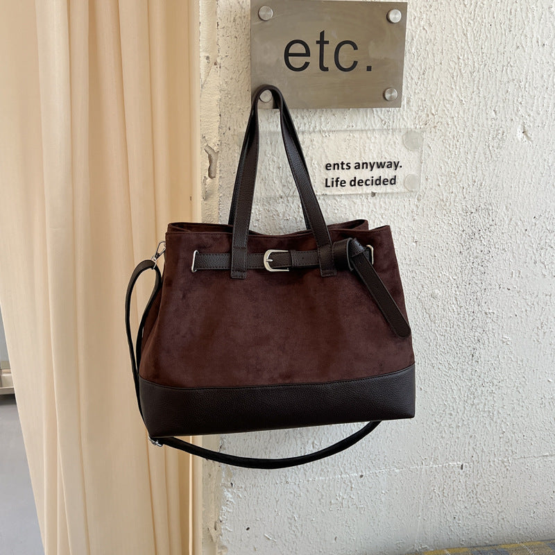 Foreign Trade Korean Style Large Capacity Minimalist Shoulder Bag Women's 2026 Autumn/Winter New Shoulder Crossbody Bag School Commuter Bag