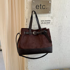 Foreign Trade Korean Style Large Capacity Minimalist Shoulder Bag Women's 2026 Autumn/Winter New Shoulder Crossbody Bag School Commuter Bag