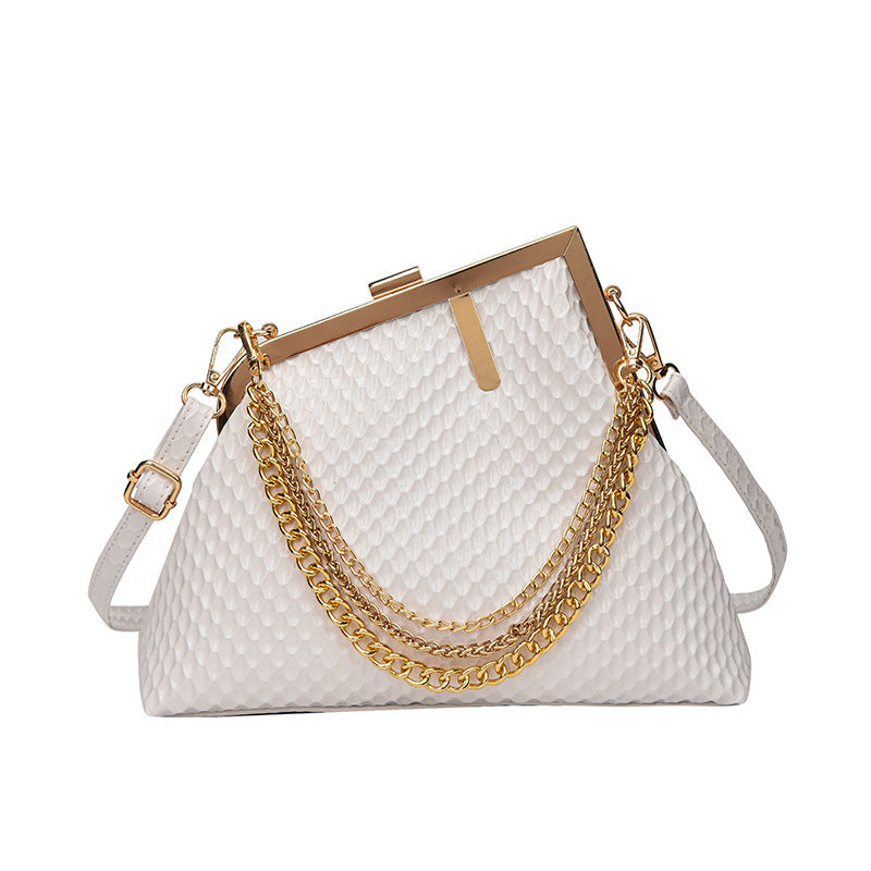 High-end socialite large-capacity clasp bag, new women's minimalist large-area embossed irregular shoulder temperament crossbody bag