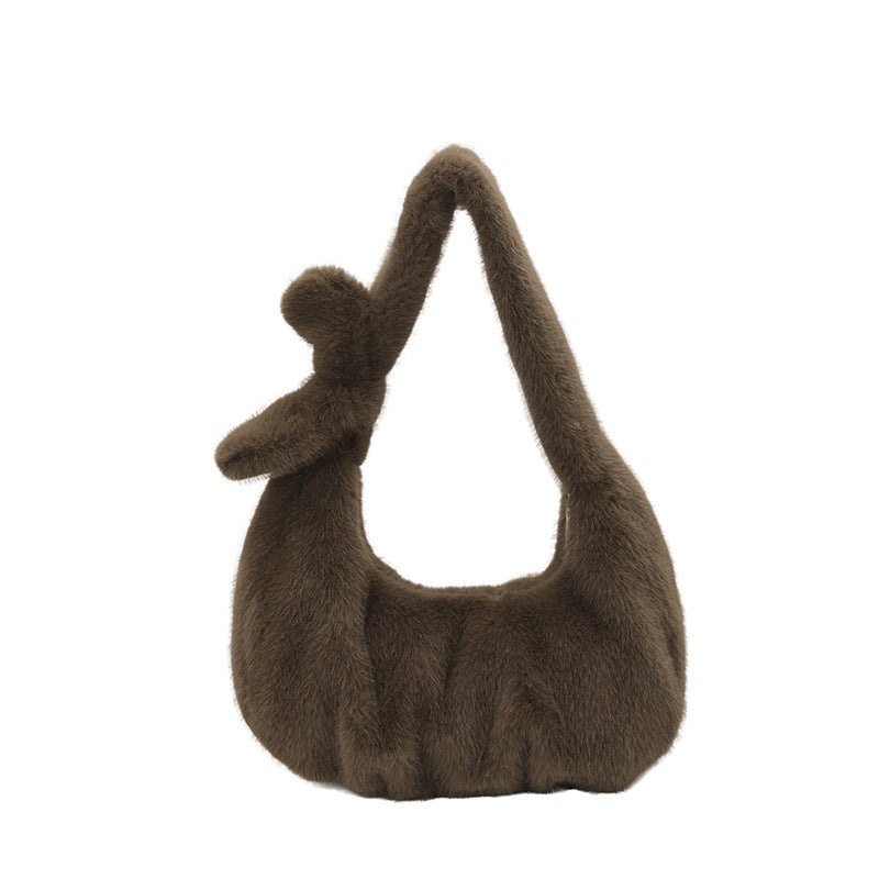 Export Large Capacity Plush Tote Bag Women's 2026 New Autumn/Winter Fashion Versatile Commuter Bag Shoulder Underarm Bag