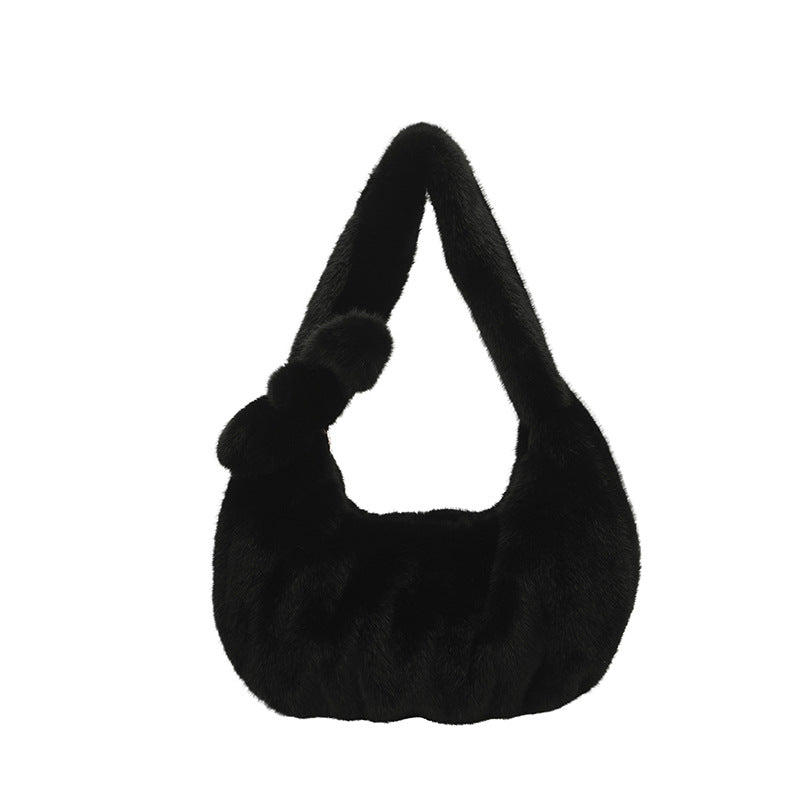 Export Large Capacity Plush Tote Bag Women's 2026 New Autumn/Winter Fashion Versatile Commuter Bag Shoulder Underarm Bag
