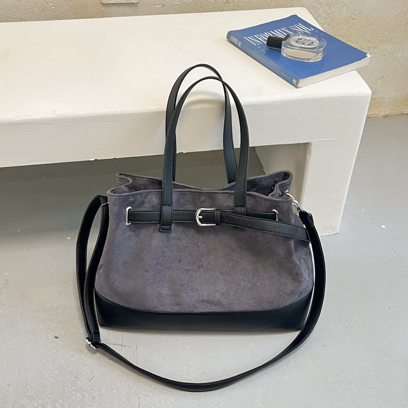 Foreign Trade Korean Style Large Capacity Minimalist Shoulder Bag Women's 2026 Autumn/Winter New Shoulder Crossbody Bag School Commuter Bag