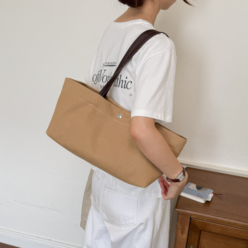 Old Money Style Women's Bag Korean Version Tote Bag Large Capacity Minimalist Versatile Student Handbag Commuter Shoulder Bag