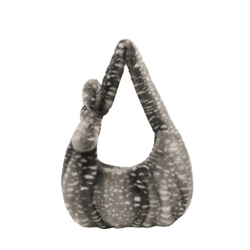 Export Large Capacity Plush Tote Bag Women's 2026 New Autumn/Winter Fashion Versatile Commuter Bag Shoulder Underarm Bag