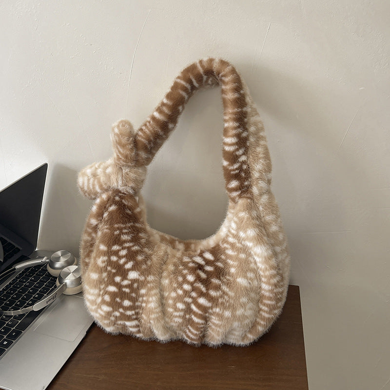 Export Large Capacity Plush Tote Bag Women's 2026 New Autumn/Winter Fashion Versatile Commuter Bag Shoulder Underarm Bag