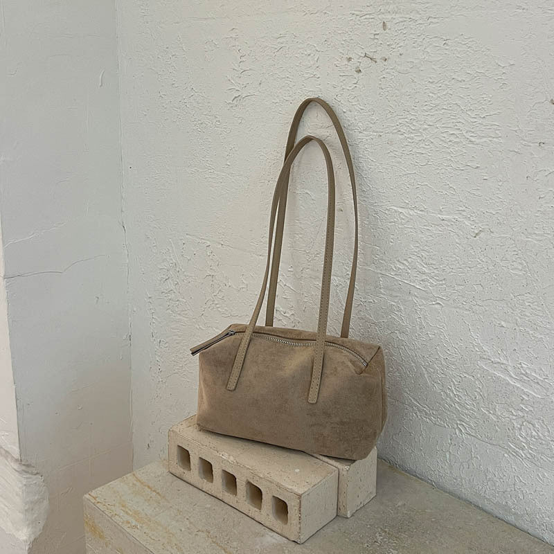 Suede Underarm Bag Women's 2026 New Style Retro Maillard Daily Commuter Versatile Shoulder Bag Pillow Bag