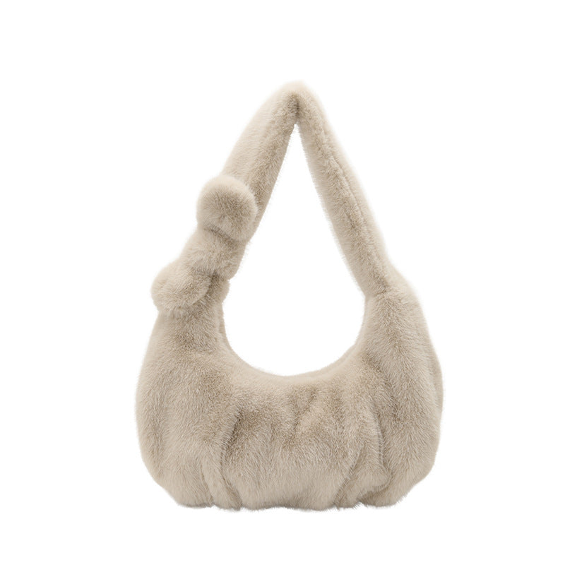 Export Large Capacity Plush Tote Bag Women's 2026 New Autumn/Winter Fashion Versatile Commuter Bag Shoulder Underarm Bag